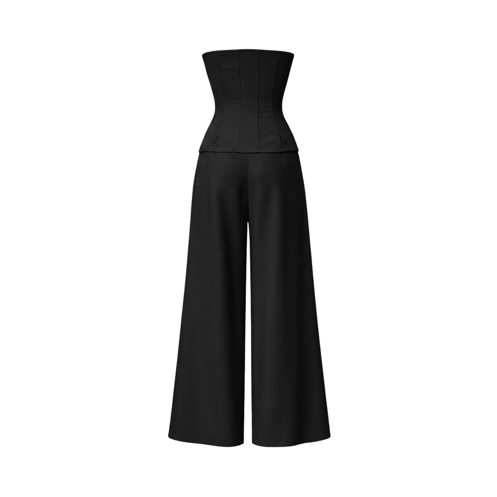 Valeria Corset Wide Leg Set - Black