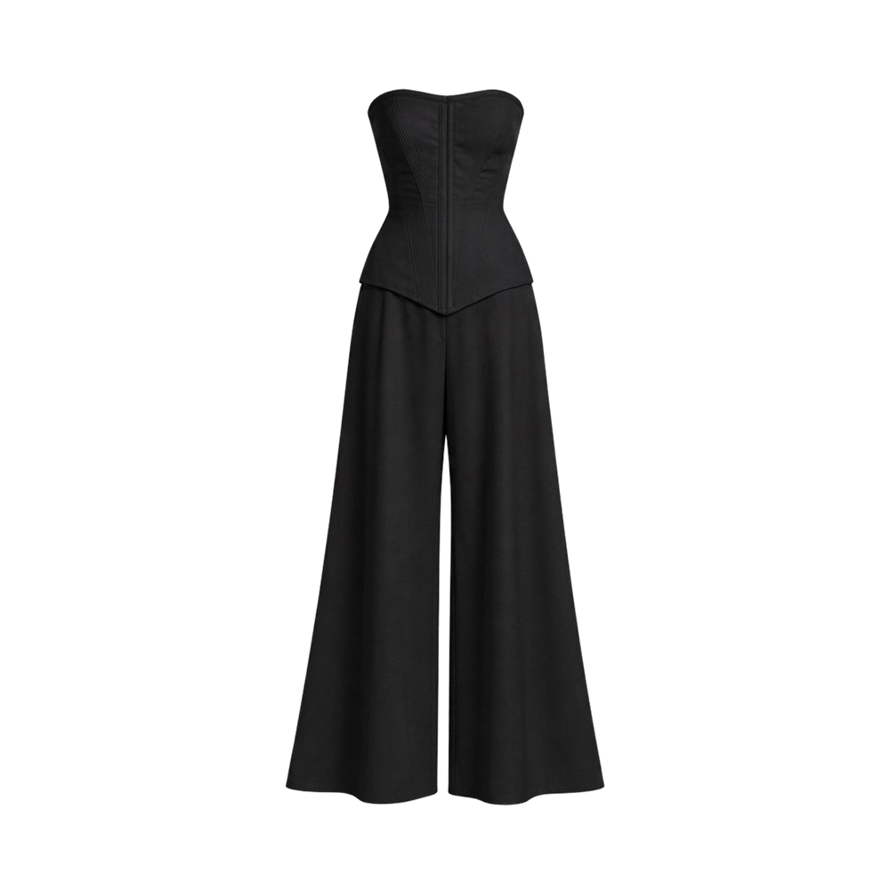 Valeria Corset Wide Leg Set - Black