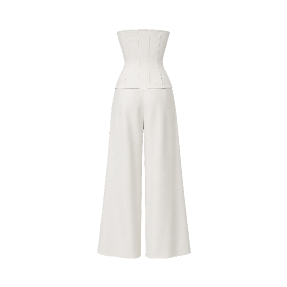 Valeria Corset Wide Leg Set - White