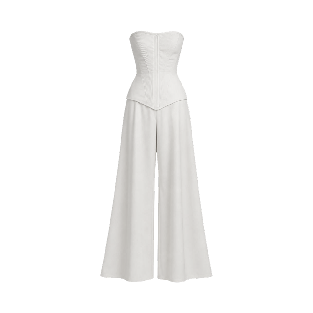 Valeria Corset Wide Leg Set - White