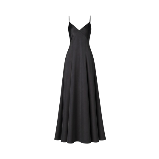 Valeria Cowl Satin Maxi Dress - Black