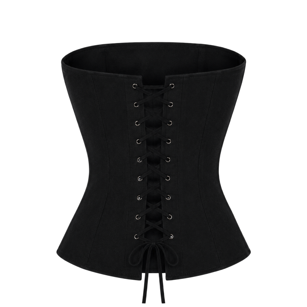 Valeria Cross Embellished Lace-Up Corset - Noir