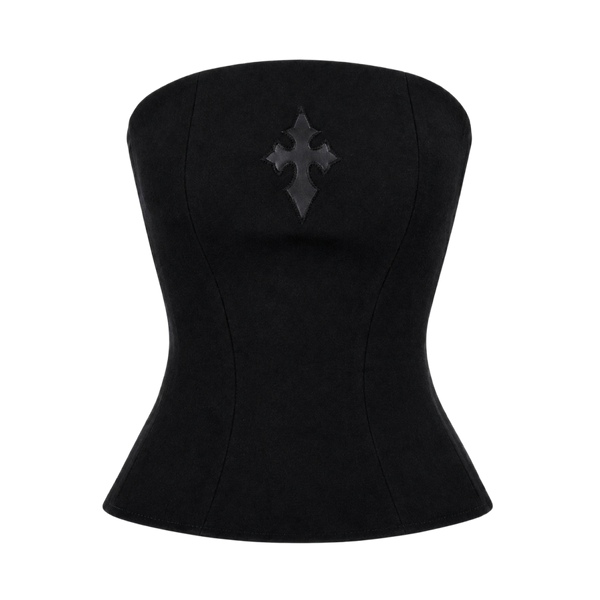 Valeria Cross Embellished Lace-Up Corset - Noir