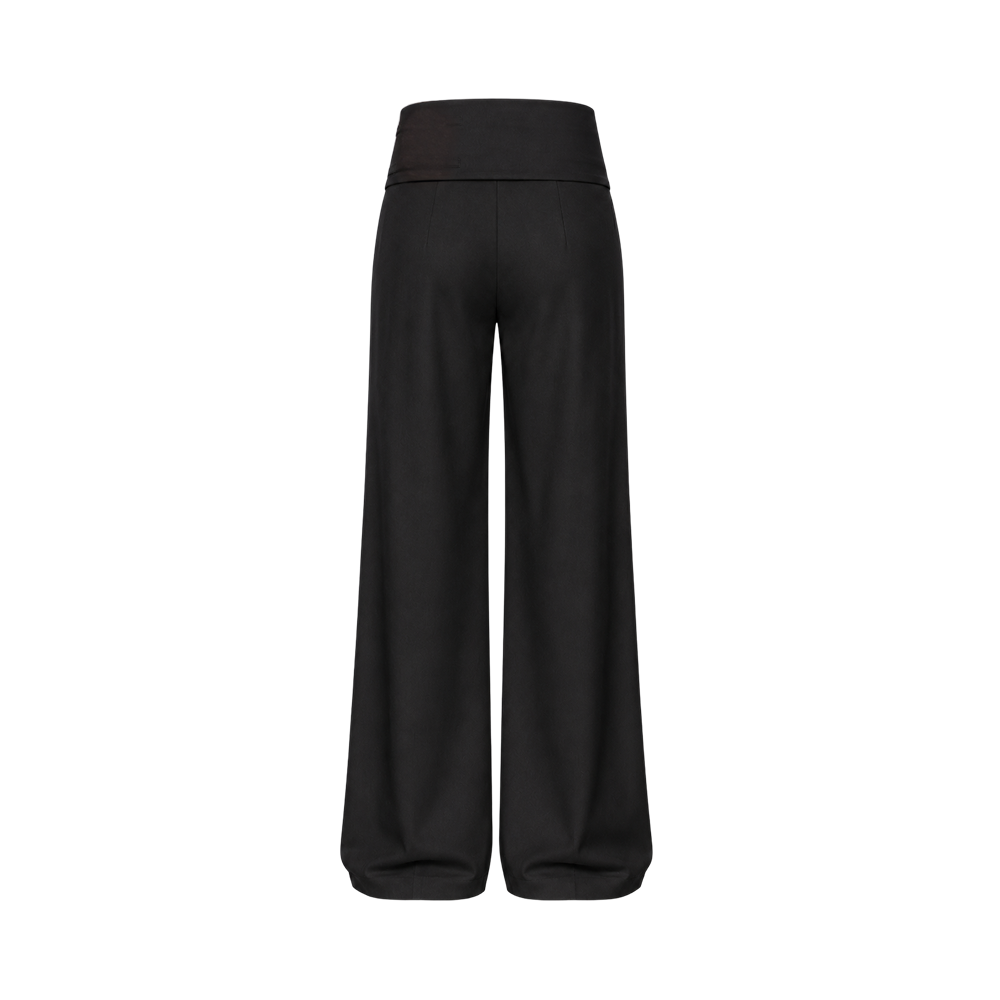 Valeria Double Belt Wide-Leg Trousers - Black