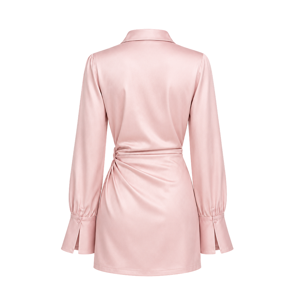 Valeria Draped Wrap Mini Dress - Blush Pink