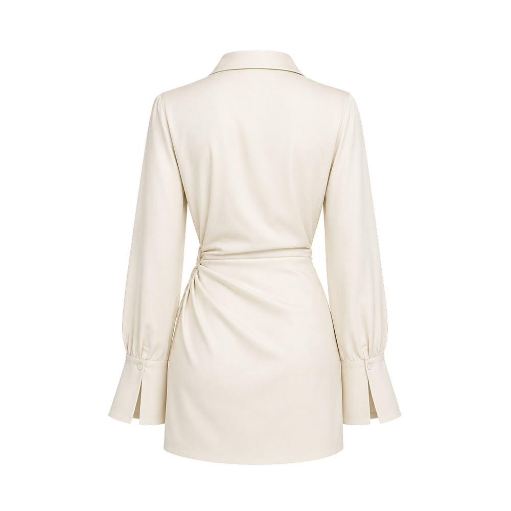 Valeria Draped Wrap Mini Dress - Champagne