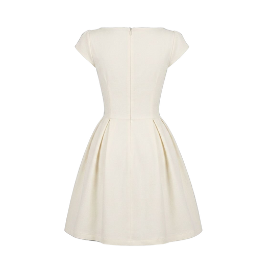 Valeria Éclipse Square Neck Dress - Ivory Pearl