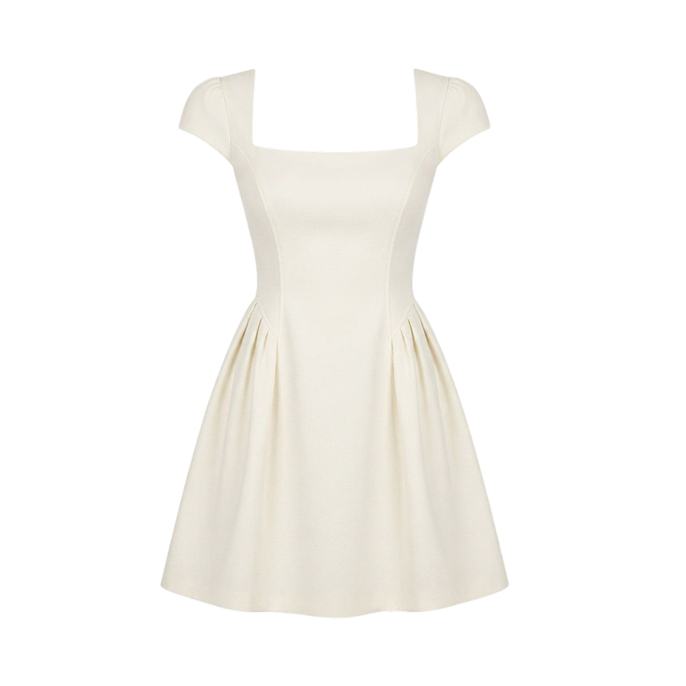 Valeria Éclipse Square Neck Dress - Ivory Pearl