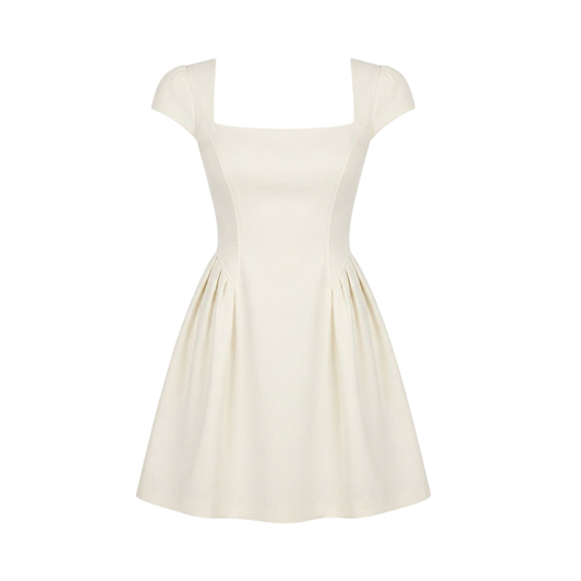 Valeria Éclipse Square Neck Dress - Ivory Pearl