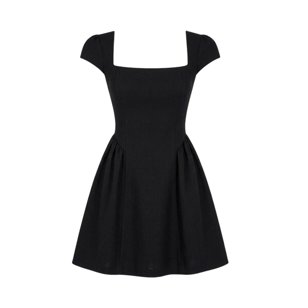 Valeria Éclipse Square Neck Dress - Midnight Noir