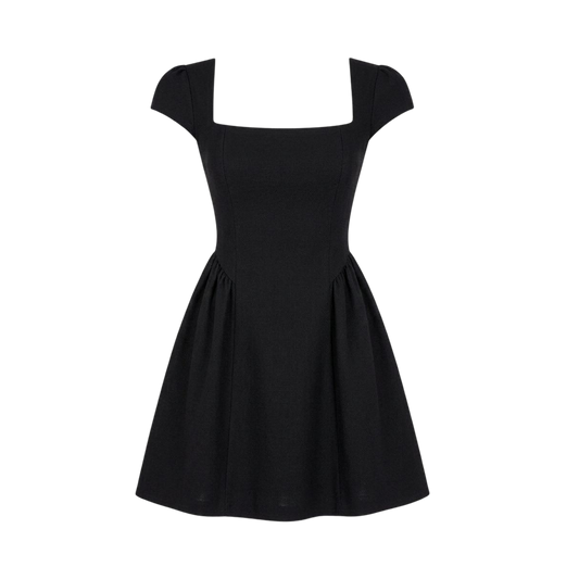 Valeria Éclipse Square Neck Dress - Midnight Noir