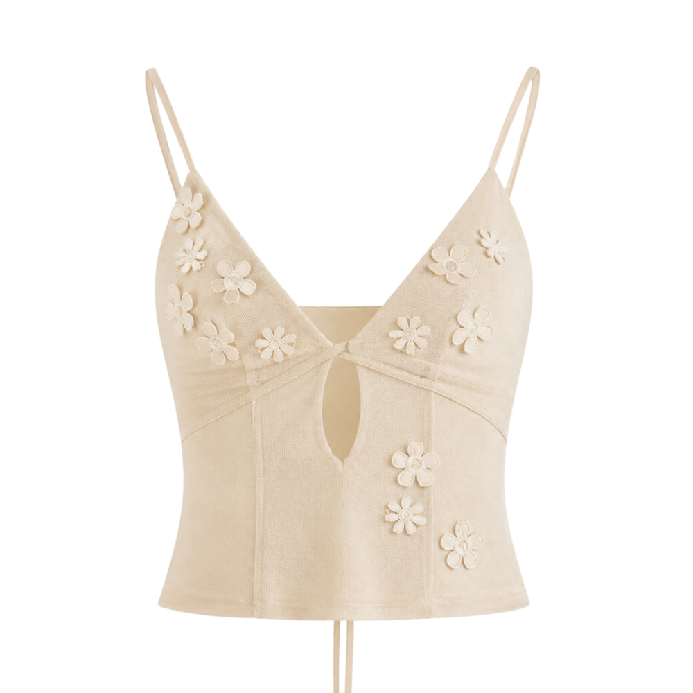 Valeria Floral Cut-Out Top - Butter