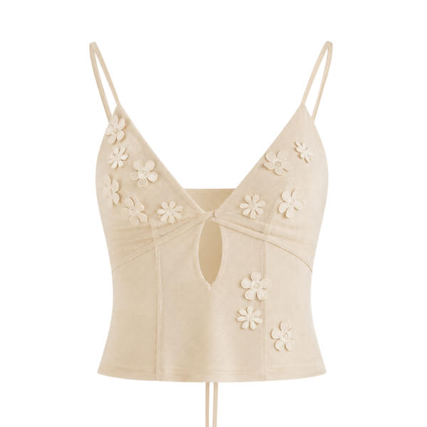 Valeria Floral Cut-Out Top - Butter