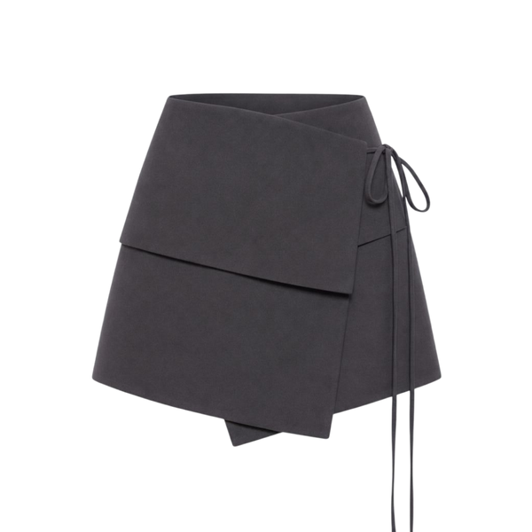 Valeria Foldover Wrap Mini Skirt - Grey