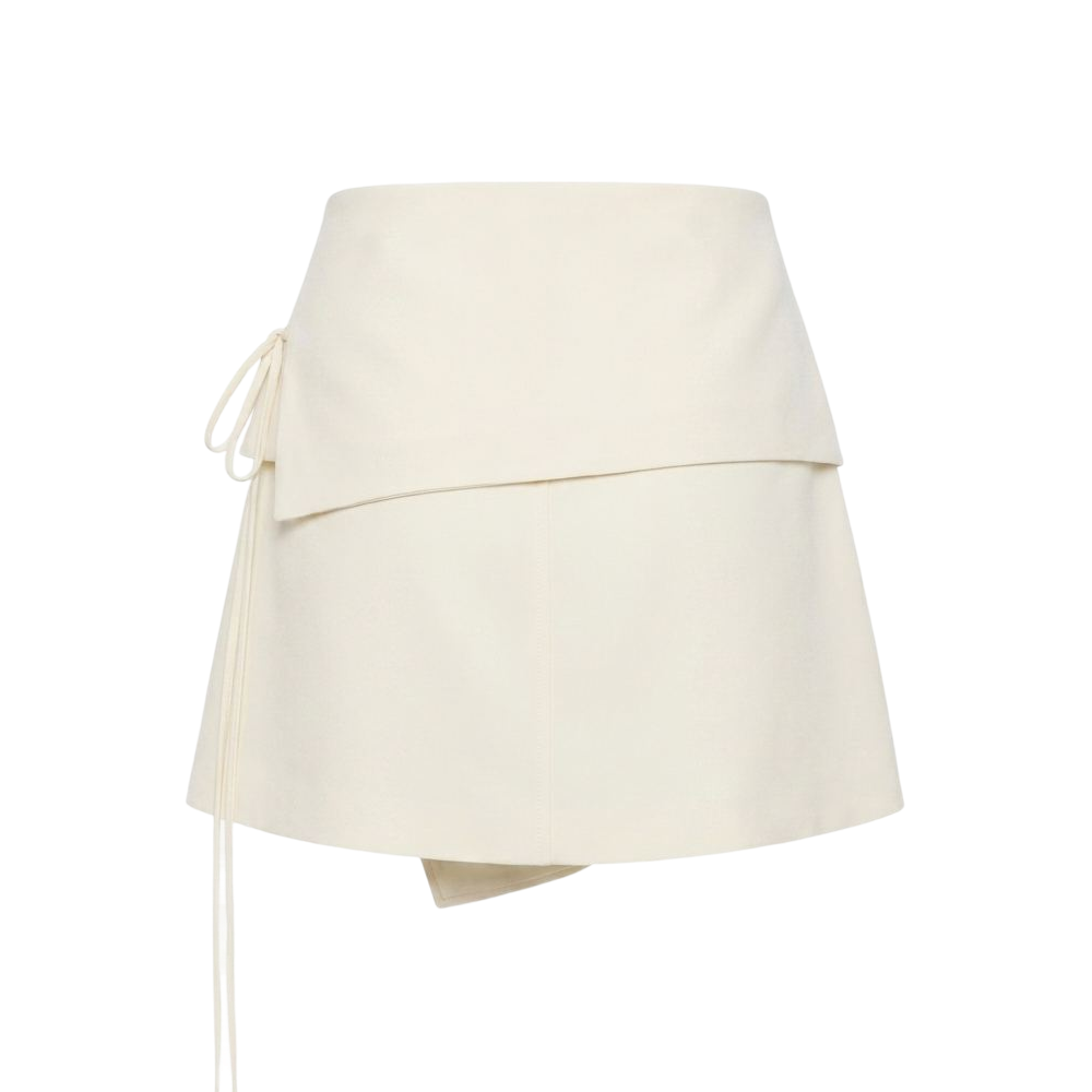 Valeria Foldover Wrap Mini Skirt - Ivory