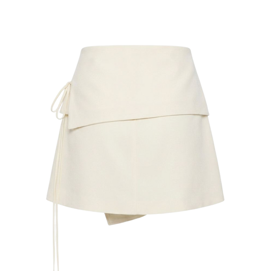 Valeria Foldover Wrap Mini Skirt - Ivory