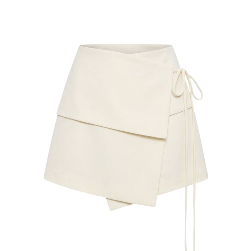 Valeria Foldover Wrap Mini Skirt - Ivory