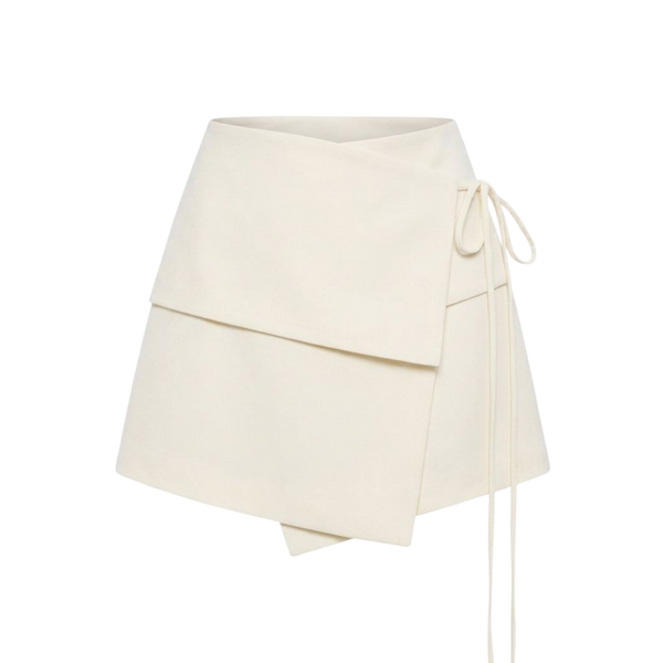 Valeria Foldover Wrap Mini Skirt - Ivory