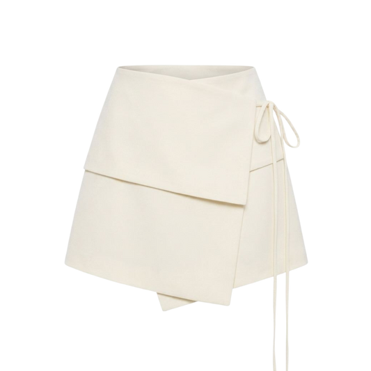 Valeria Foldover Wrap Mini Skirt - Ivory