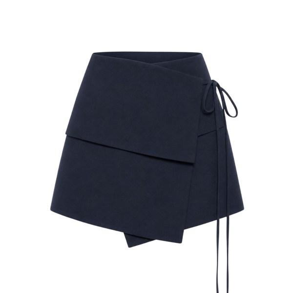 Valeria Foldover Wrap Mini Skirt - Navy