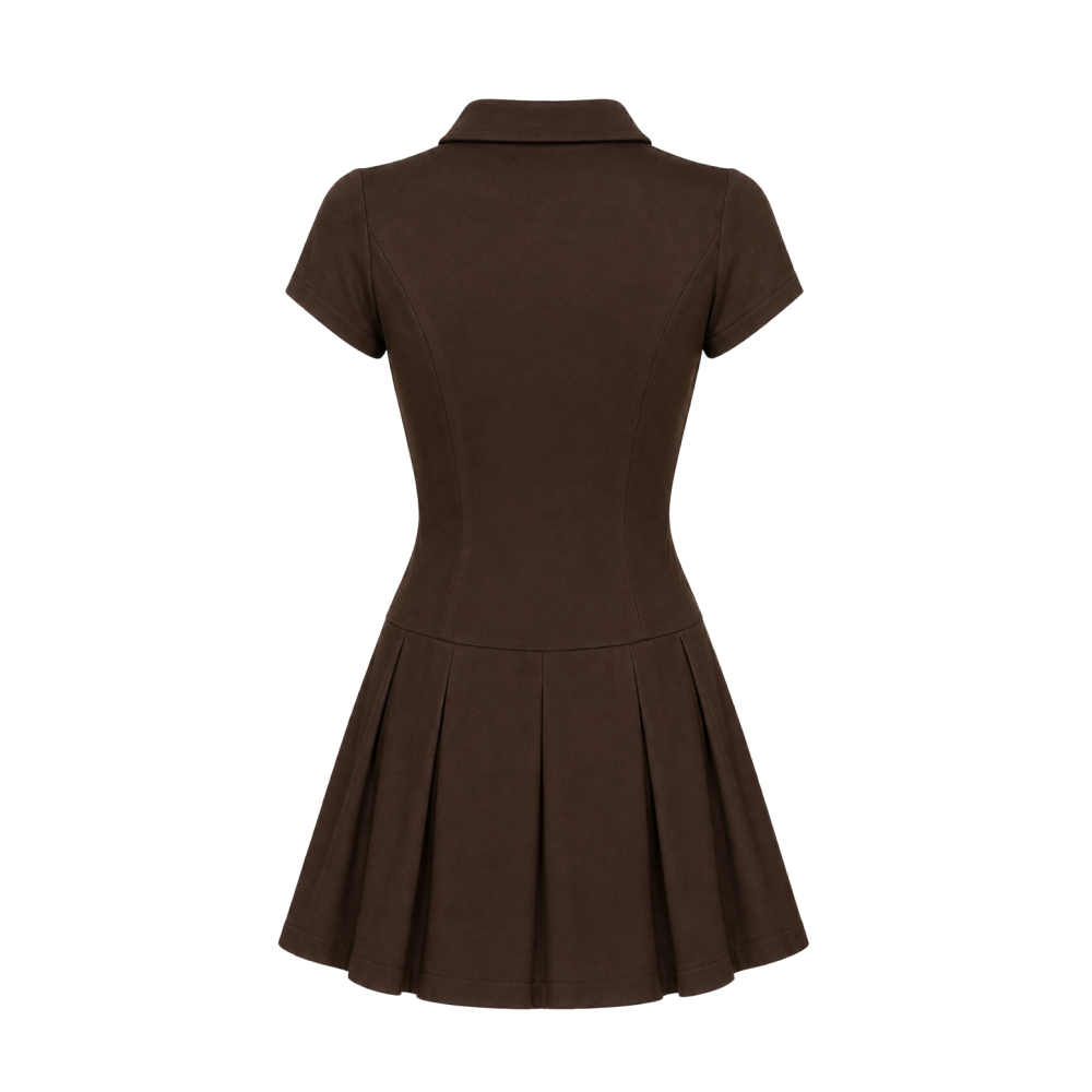 Valeria Heritage Shirt Mini Dress - Brown