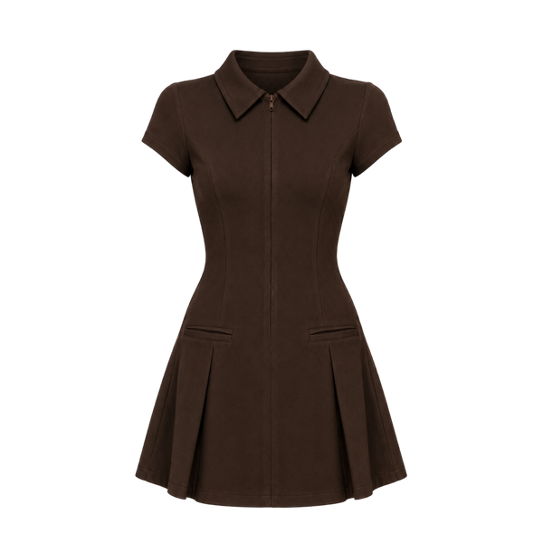 Valeria Heritage Shirt Mini Dress - Brown