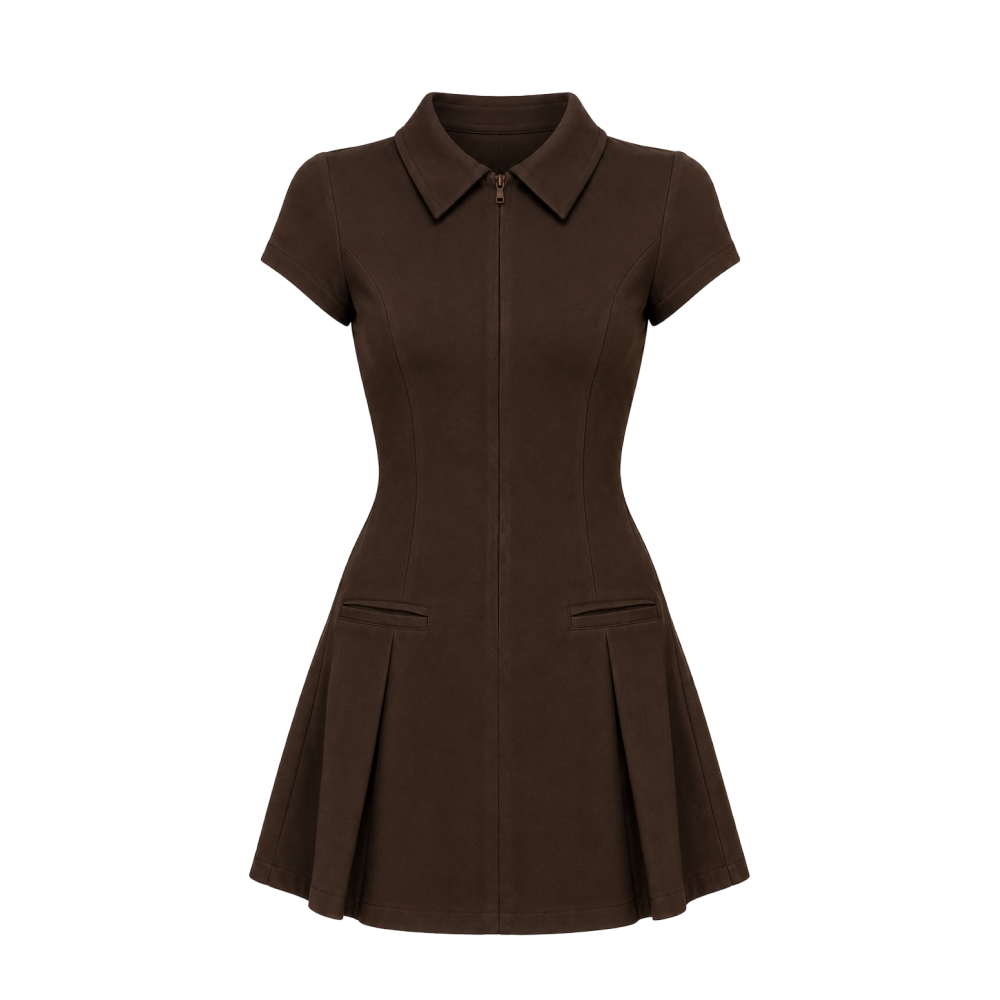 Valeria Heritage Shirt Mini Dress - Brown