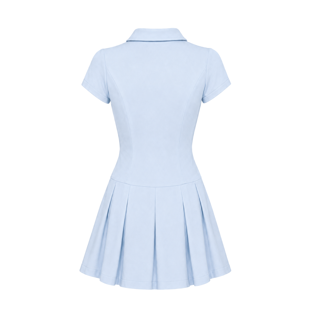 Valeria Heritage Shirt Mini Dress - Ice Blue