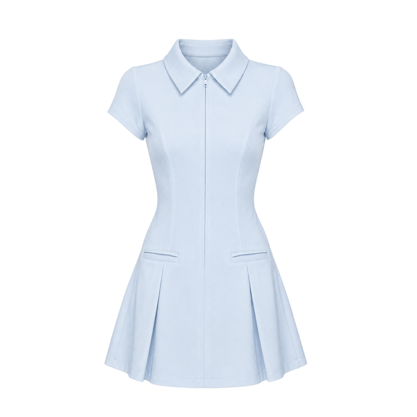 Valeria Heritage Shirt Mini Dress - Ice Blue
