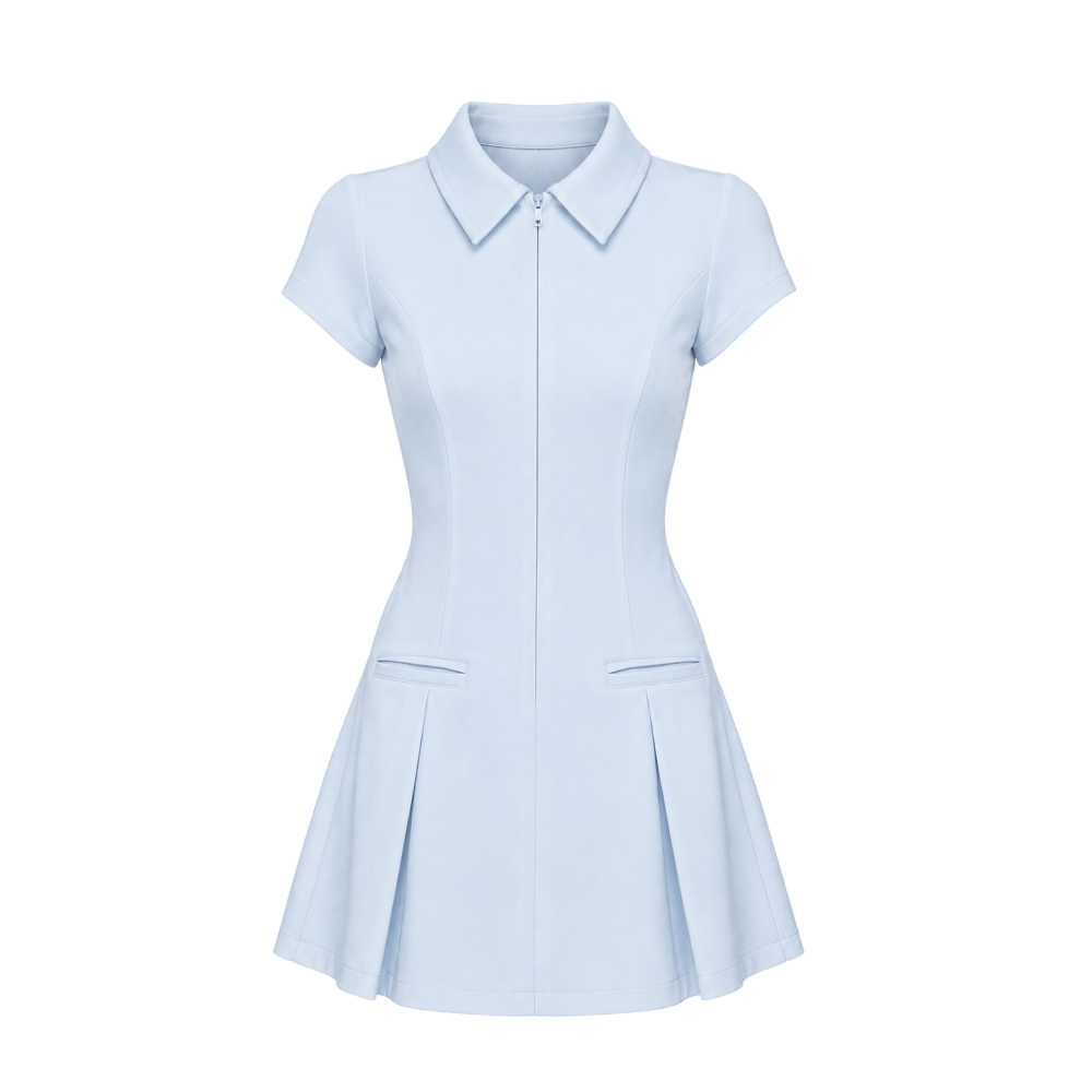 Valeria Heritage Shirt Mini Dress - Ice Blue