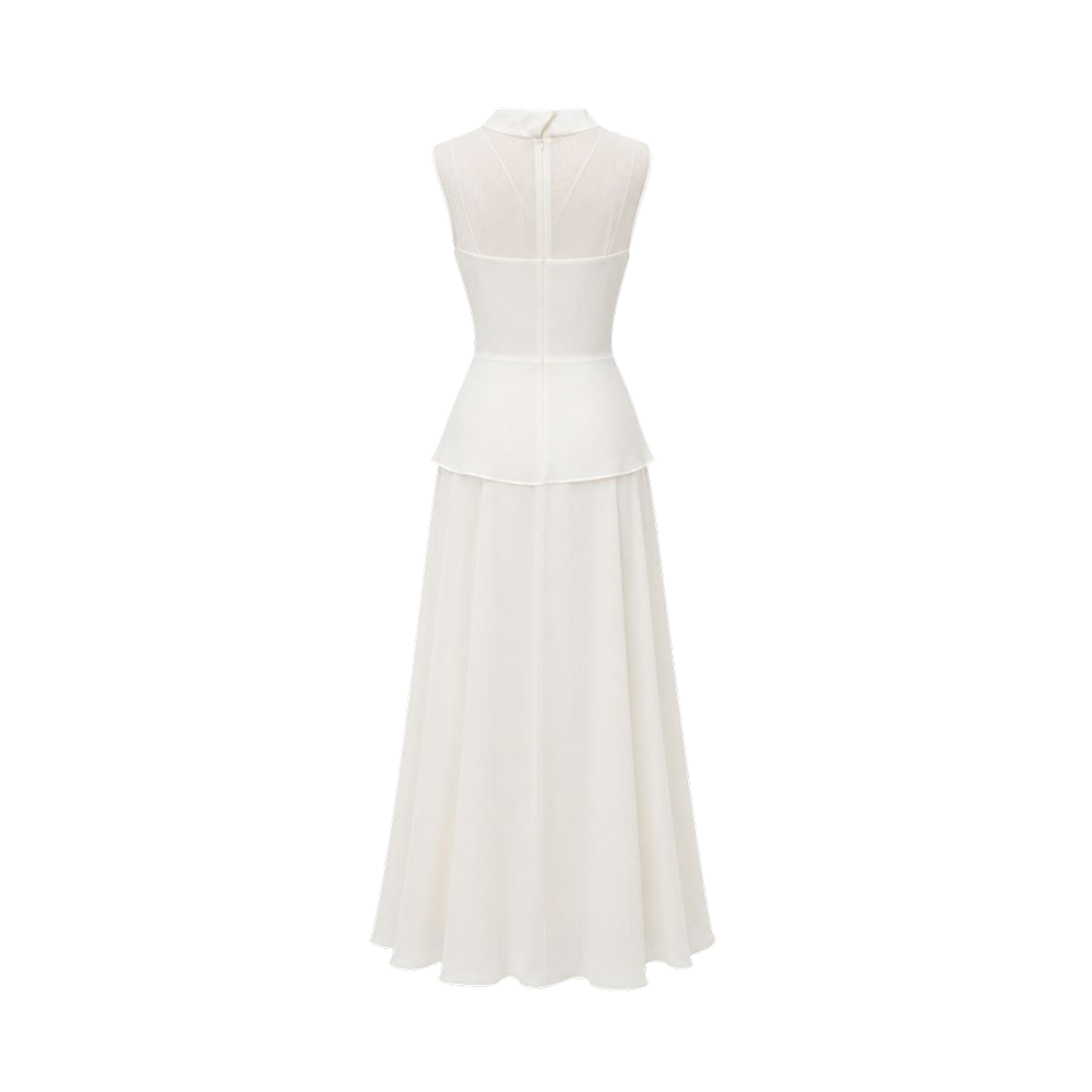 Valeria High Neck Flare Maxi Dress - White