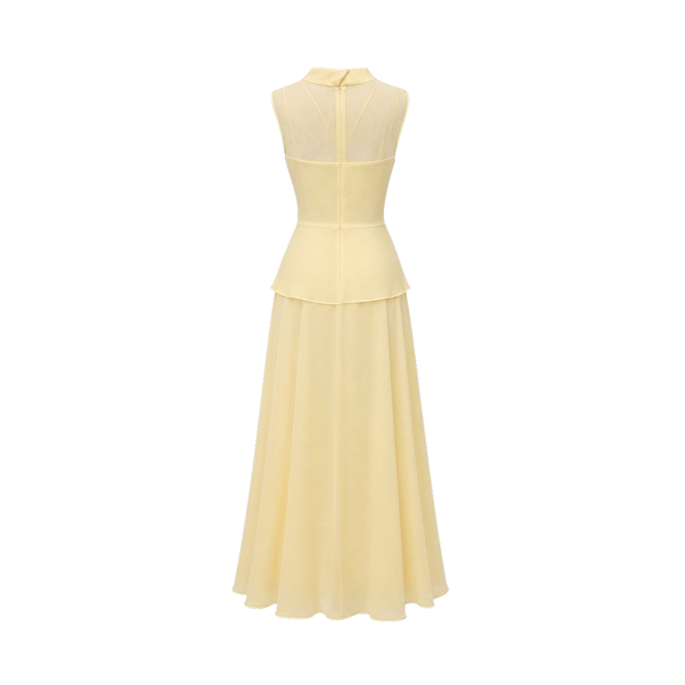 Valeria High Neck Flare Maxi Dress - Yellow