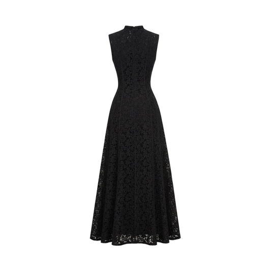 Valeria Lace Column Maxi Dress - Black