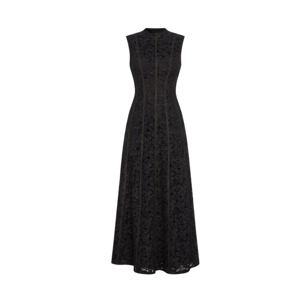 Valeria Lace Column Maxi Dress - Black
