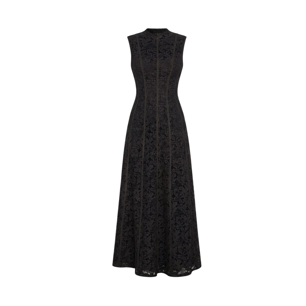 Valeria Lace Column Maxi Dress - Black