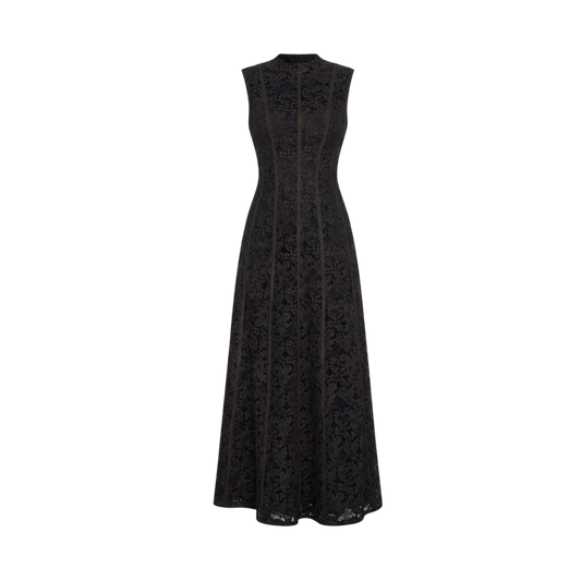 Valeria Lace Column Maxi Dress - Black