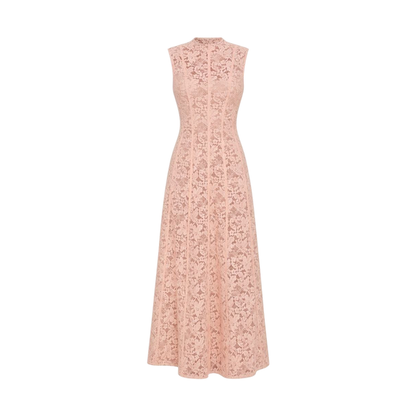 Valeria Lace Column Maxi Dress - Peach