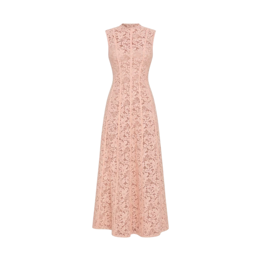 Valeria Lace Column Maxi Dress - Peach
