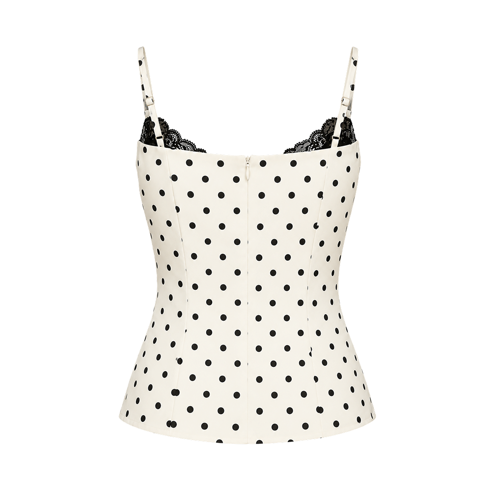 Valeria Lace Edge Polka Dot Corset Cami
