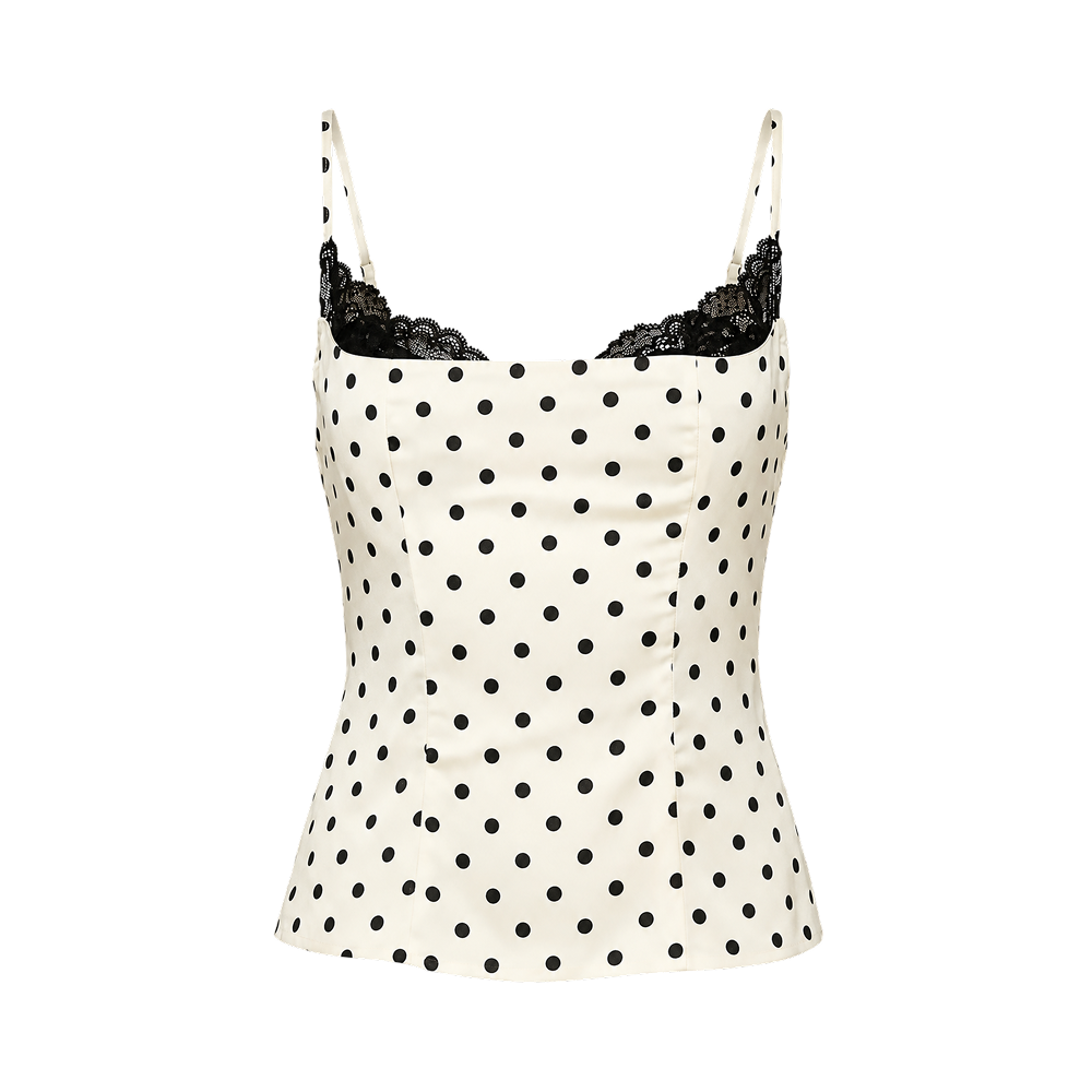 Valeria Lace Edge Polka Dot Corset Cami
