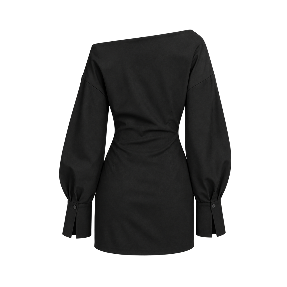Valeria Off-Shoulder Tailored Mini Dress - Black