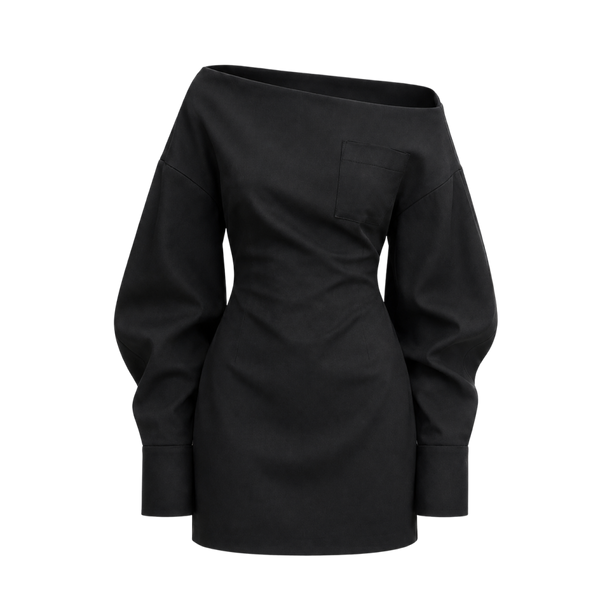 Valeria Off-Shoulder Tailored Mini Dress - Black