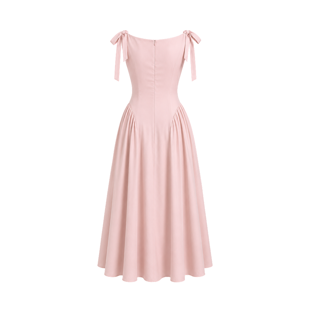 Valeria Bow Shoulder Maxi Dress - Blush Pink