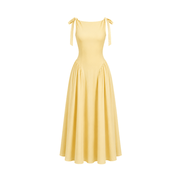 Valeria Bow Shoulder Maxi Dress - Butter Yellow