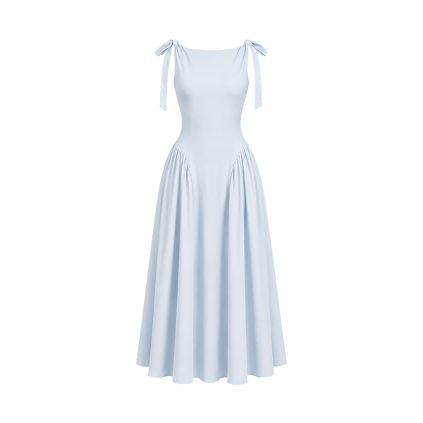 Valeria Bow Shoulder Maxi Dress - Ice Blue