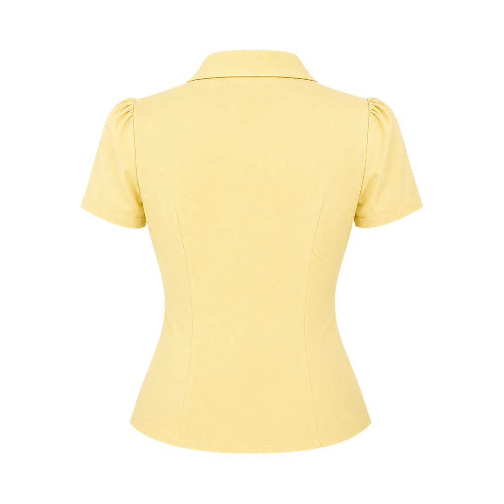 Valeria Pleated Plunge Shirt - Butter Yellow