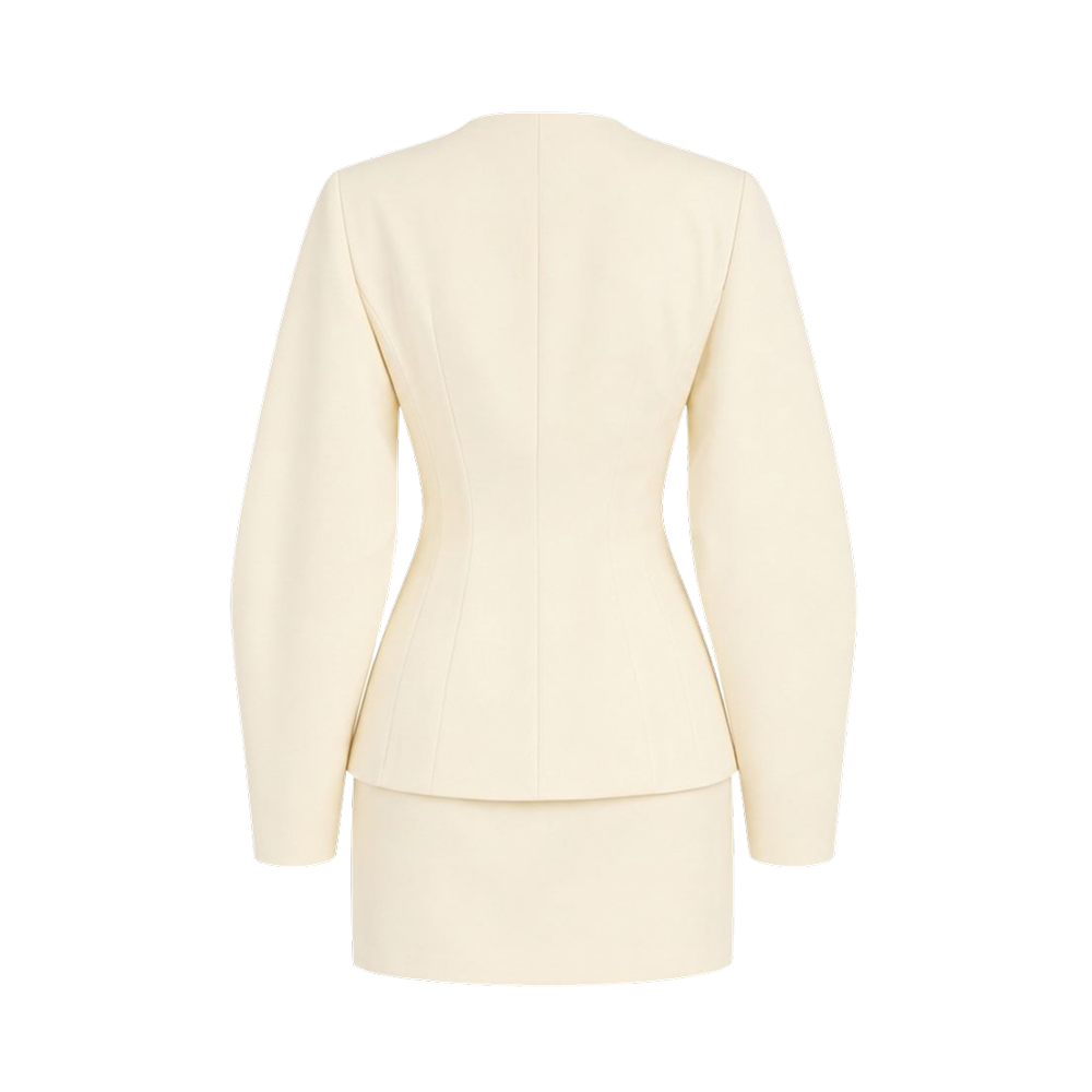 Valeria Plunge Blazer Co-Ord Set - Ivory
