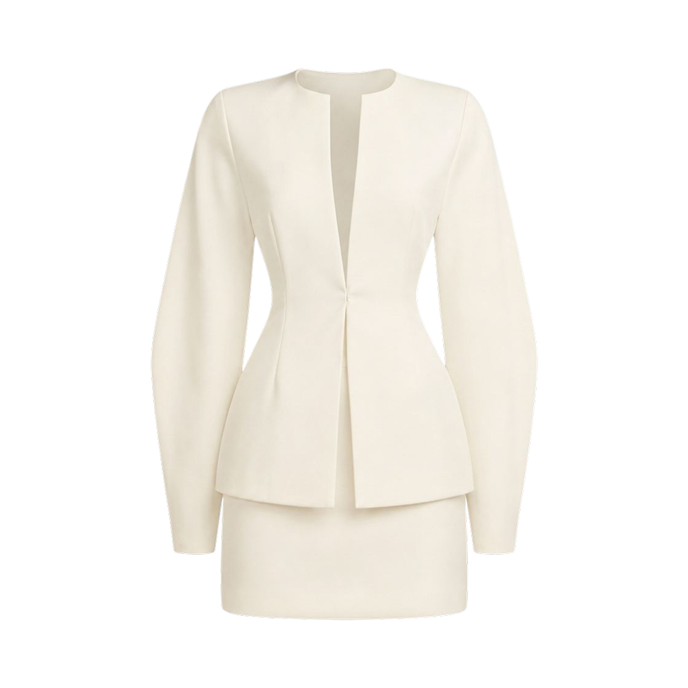 Valeria Plunge Blazer Co-Ord Set - Ivory