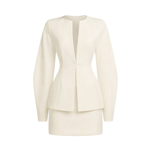 Valeria Plunge Blazer Co-Ord Set - Ivory