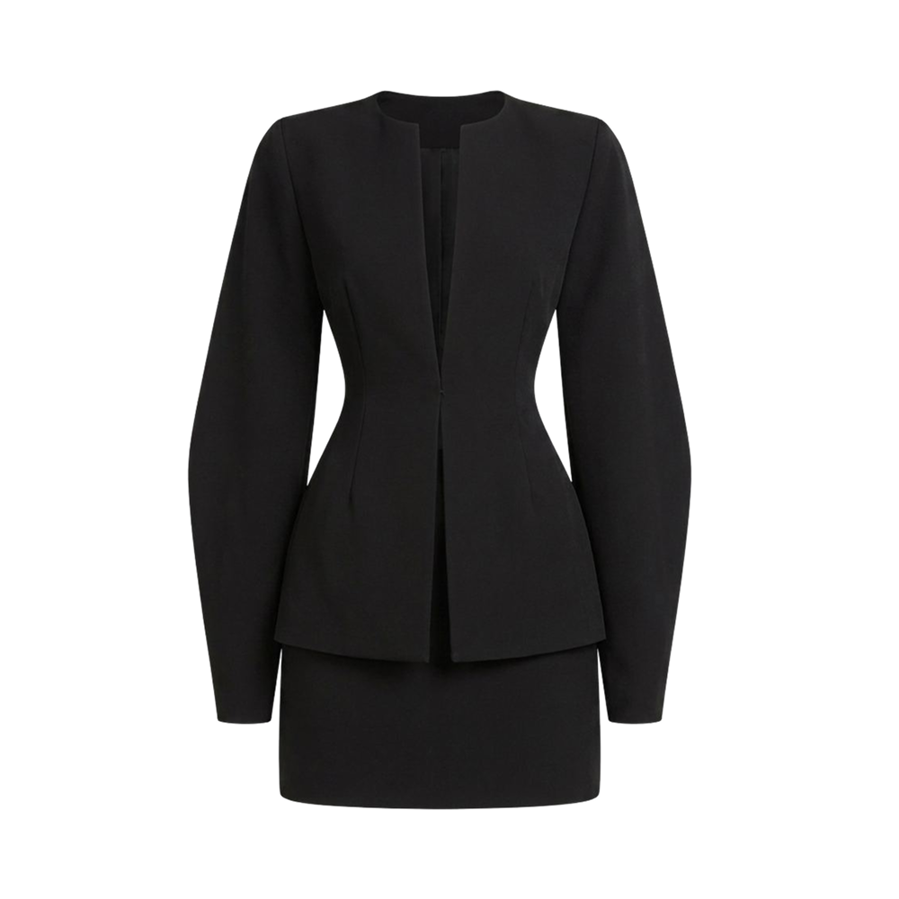 Valeria Plunge Blazer Co-Ord Set - Black